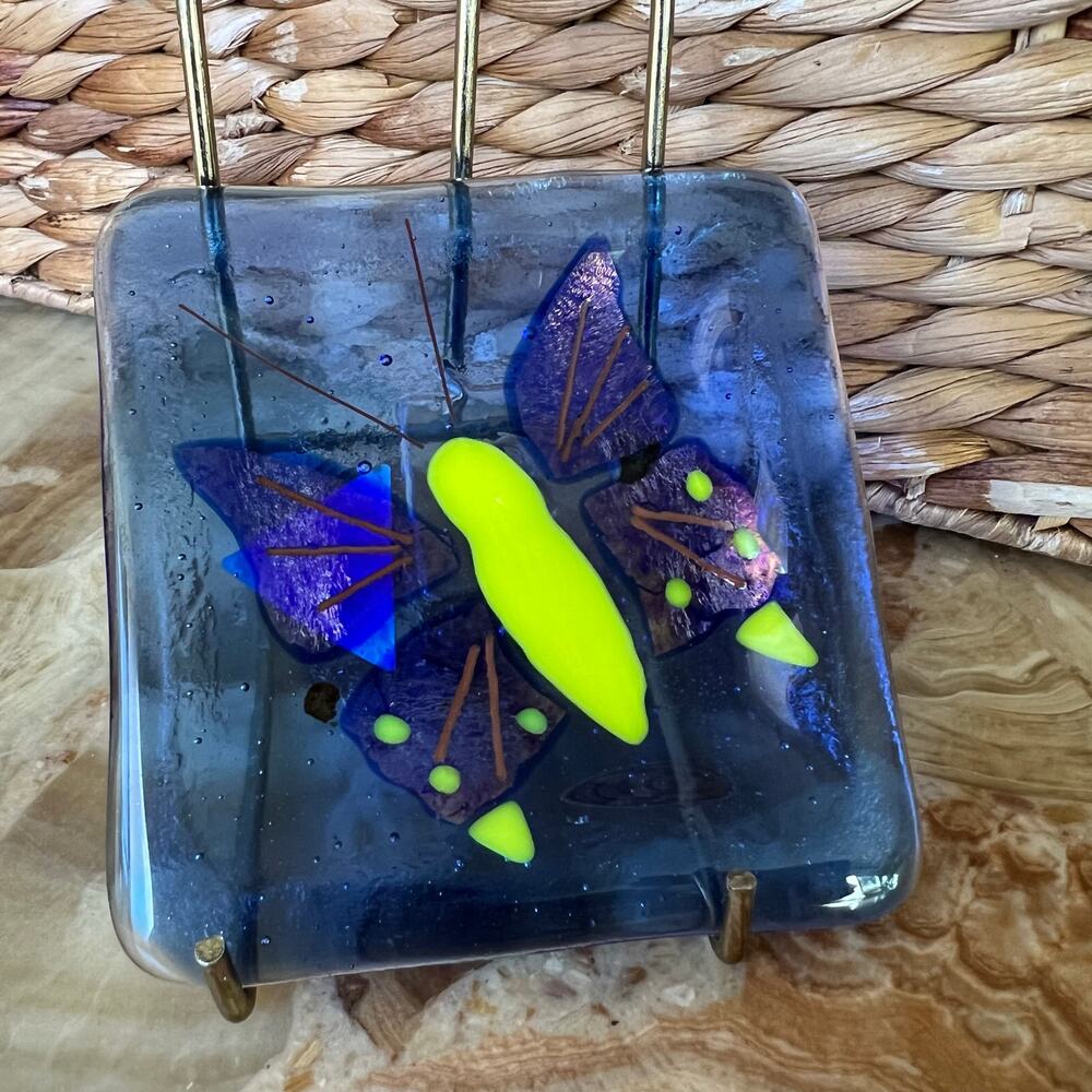 Butterfly Fused Art Glass Trinkey Tray